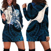 Blue Galaxy Polynesia Tribal Octopus Tattoo Hoodie Dress Pikake Lei Polynesian Pattern
