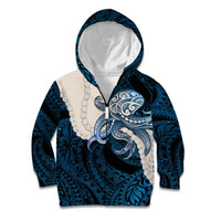 Blue Galaxy Polynesia Tribal Octopus Tattoo Kid Hoodie Pikake Lei Polynesian Pattern