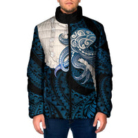 Blue Galaxy Polynesia Tribal Octopus Tattoo Padded Jacket Pikake Lei Polynesian Pattern