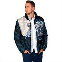 Blue Galaxy Polynesia Tribal Octopus Tattoo Padded Jacket Pikake Lei Polynesian Pattern