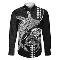 Kanaloa Aloha Hawaii Family Matching Short Sleeve Bodycon Dress and Hawaiian Shirt Humpback Whale Octopus Tattoo Kakau Pattern