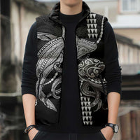 Kanaloa Aloha Hawaii Sleeveless Puffer Jacket Humpback Whale Octopus Tattoo Kakau Pattern