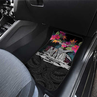 Personalised Hawaii Car Mats Humpback Whale Tattoo With Tropical Flowers Black