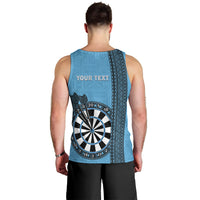 Personalised Fiji Darts Men Tank Top Fijian Tapa Pattern - Blue