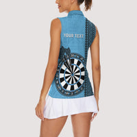 Personalised Fiji Darts Women Sleeveless Polo Shirt Fijian Tapa Pattern - Blue
