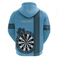 Personalised Fiji Darts Zip Hoodie Fijian Tapa Pattern - Blue