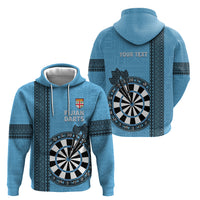 Personalised Fiji Darts Zip Hoodie Fijian Tapa Pattern - Blue