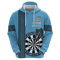 Personalised Fiji Darts Zip Hoodie Fijian Tapa Pattern - Blue