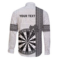 Personalised Fiji Darts Family Matching Mermaid Dress and Hawaiian Shirt Fijian Tapa Pattern - White