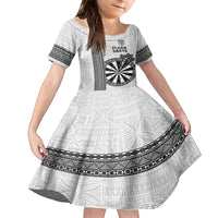 Personalised Fiji Darts Kid Short Sleeve Dress Fijian Tapa Pattern - White