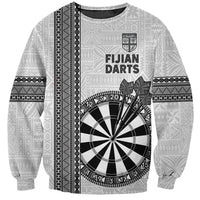 Personalised Fiji Darts Sweatshirt Fijian Tapa Pattern - White