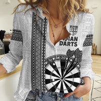 Personalised Fiji Darts Women Casual Shirt Fijian Tapa Pattern - White