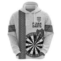Personalised Fiji Darts Zip Hoodie Fijian Tapa Pattern - White