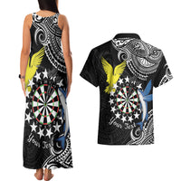 Personalised Cook Islands Darts Couples Matching Tank Maxi Dress and Hawaiian Shirt Kuki Airani Tribal Pattern