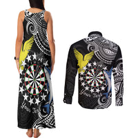 Personalised Cook Islands Darts Couples Matching Tank Maxi Dress and Long Sleeve Button Shirt Kuki Airani Tribal Pattern