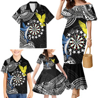 Personalised Cook Islands Darts Family Matching Mermaid Dress and Hawaiian Shirt Kuki Airani Tribal Pattern