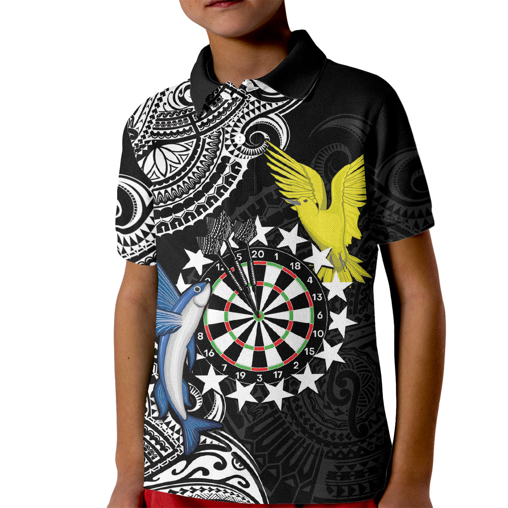 Personalised Cook Islands Darts Kid Polo Shirt Kuki Airani Tribal Pattern