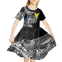 Personalised Cook Islands Darts Kid Short Sleeve Dress Kuki Airani Tribal Pattern