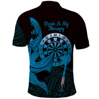 Aloha Hawaii Darts Polo Shirt Dart Board With Polynesian Shark - Blue