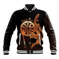 Aloha Hawaii Darts Baseball Jacket Dart Board With Polynesian Shark - Gold