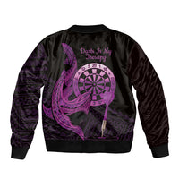 Aloha Hawaii Darts Bomber Jacket Dart Board With Polynesian Shark - Purple