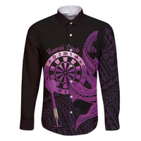 Aloha Hawaii Darts Family Matching Puletasi and Hawaiian Shirt Dart Board With Polynesian Shark - Purple