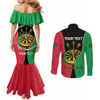 Personalised Vanuatu Darts Couples Matching Mermaid Dress and Long Sleeve Button Shirt Happiness Is A Tight Threesome Sand Drawing Art