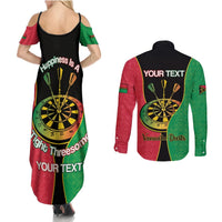 Personalised Vanuatu Darts Couples Matching Summer Maxi Dress and Long Sleeve Button Shirt Happiness Is A Tight Threesome Sand Drawing Art LT14 - Polynesian Pride
