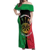 Personalised Vanuatu Darts Off Shoulder Maxi Dress Happiness Is A Tight Threesome Sand Drawing Art LT14 Women Red - Polynesian Pride