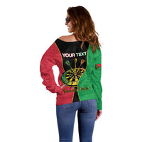 Personalised Vanuatu Darts Off Shoulder Sweater Happiness Is A Tight Threesome Sand Drawing Art