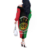 Personalised Vanuatu Darts Off The Shoulder Long Sleeve Dress Happiness Is A Tight Threesome Sand Drawing Art