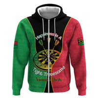 Personalised Vanuatu Darts Zip Hoodie Happiness Is A Tight Threesome Sand Drawing Art