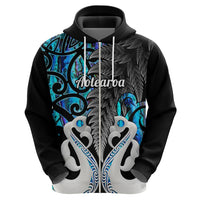 Custom New Zealand Hoodie Te Manaia Mangopare Maori and Fern Blue Style LT14 - Polynesian Pride