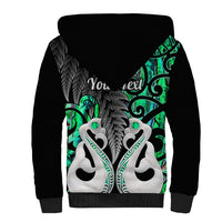 Personalised New Zealand Sherpa Hoodie Te Manaia Mangopare Maori And Fern Green Style LT14 - Polynesian Pride