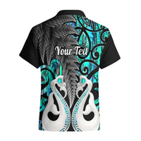 Personalised New Zealand Hawaiian Shirt Te Manaia Mangopare Maori And Fern Turquoise Style LT14 - Polynesian Pride