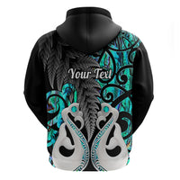 Custom New Zealand Hoodie Te Manaia Mangopare Maori and Fern Turquoise Style LT14 - Polynesian Pride