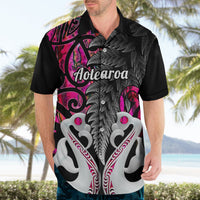 Personalised New Zealand Hawaiian Shirt Te Manaia Mangopare Maori And Fern Pink Style LT14 - Polynesian Pride