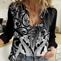 Personalised New Zealand Women Casual Shirt Te Manaia Mangopare Maori And Fern Black Style LT14 Female Black - Polynesian Pride