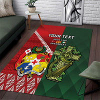 Custom Samoa And Ireland Rugby Area Rug Ikale Tahi With Shamrocks