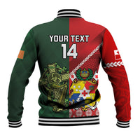 Custom Samoa And Ireland Rugby Baseball Jacket Ikale Tahi With Shamrocks