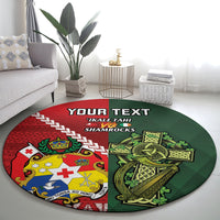 Custom Tonga And Ireland Rugby Round Carpet Ikale Tahi With Shamrocks LT14 - Polynesian Pride