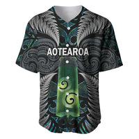 Personalised New Zealand Toki Baseball Jersey Silver Fern Mix Aotearoa Maori Pattern LT14 Black - Polynesian Pride