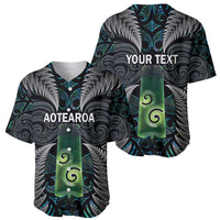 Personalised New Zealand Toki Baseball Jersey Silver Fern Mix Aotearoa Maori Pattern LT14 - Polynesian Pride