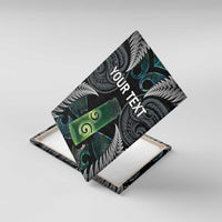 Personalised New Zealand Toki Canvas Wall Art Silver Fern Mix Aotearoa Maori Pattern