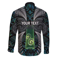 Personalised New Zealand Toki Family Matching Off The Shoulder Long Sleeve Dress and Hawaiian Shirt Silver Fern Mix Aotearoa Maori Pattern LT14 - Polynesian Pride