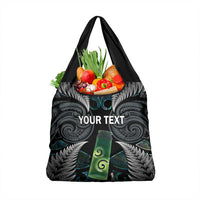 Personalised New Zealand Toki Grocery Bag Silver Fern Mix Aotearoa Maori Pattern