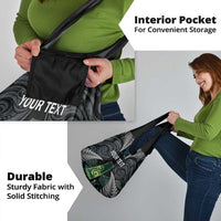 Personalised New Zealand Toki Grocery Bag Silver Fern Mix Aotearoa Maori Pattern