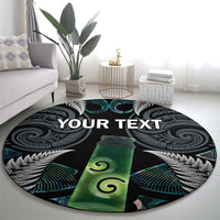 Personalised New Zealand Toki Round Carpet Silver Fern Mix Aotearoa Maori Pattern LT14 - Polynesian Pride