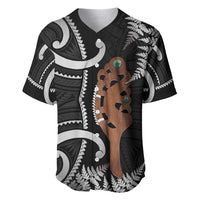 New Zealand Maripi Baseball Jersey Silver Fern Mix Aotearoa Maori Pattern LT14 Black - Polynesian Pride
