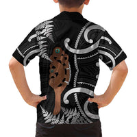 New Zealand Maripi Family Matching Off Shoulder Short Dress and Hawaiian Shirt Silver Fern Mix Aotearoa Maori Pattern